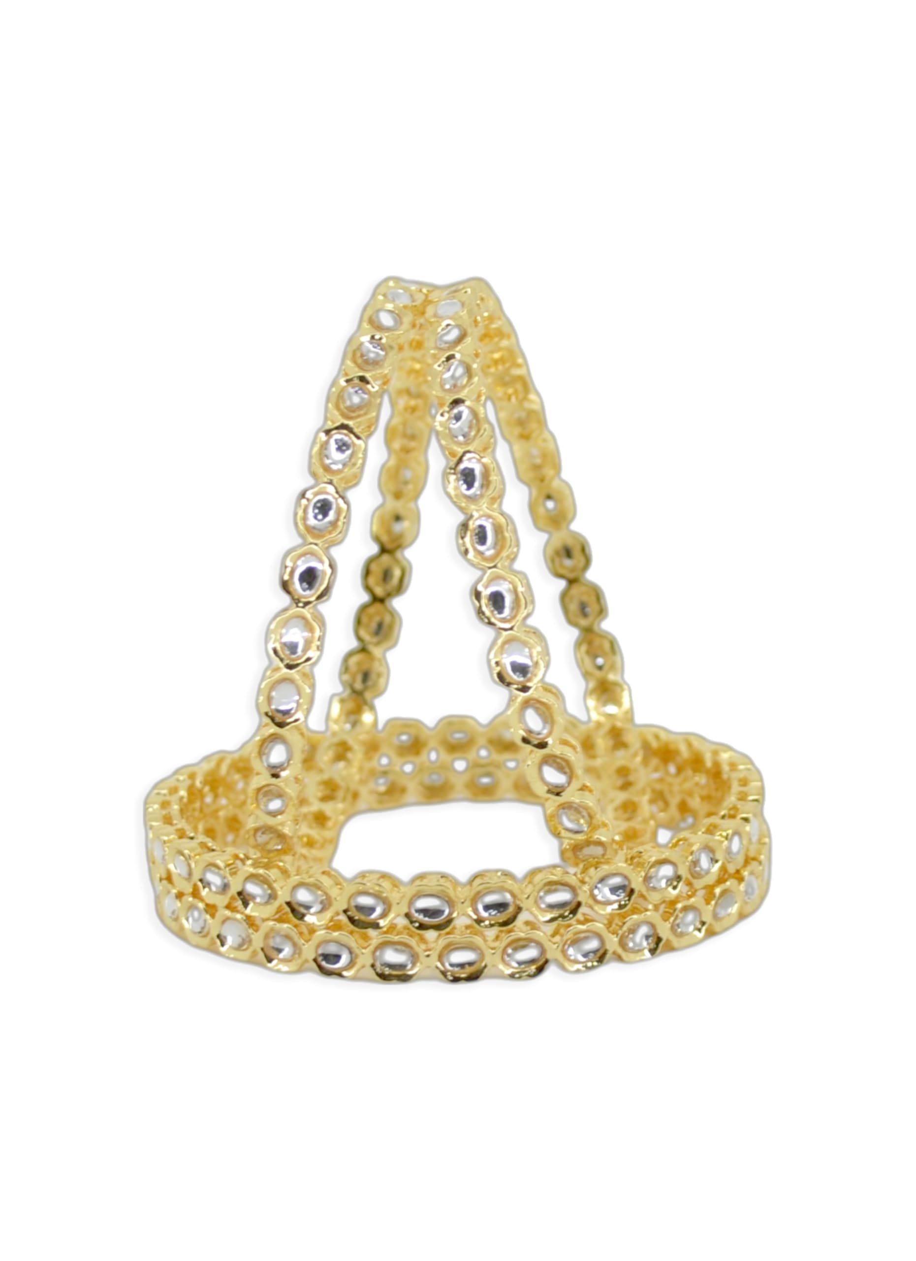 Saloni Fashion Jewellery Lavish Round Shape White Kundan Stone Gold Plated Set Of 4 Bangle Set For Women and Girls
