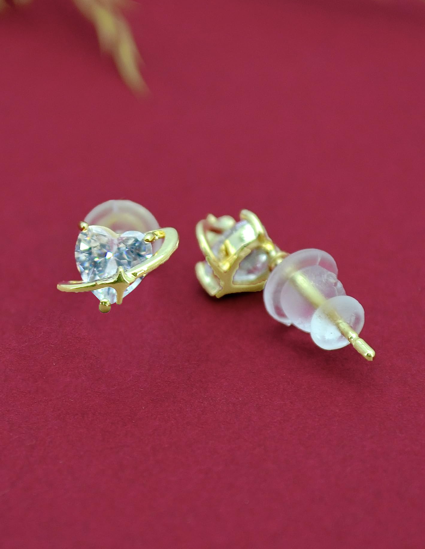 Saloni Fashion Jewellery Youthful Butterfly and Heart Shape Kundan Brass Gold Plated Set of 3 Combo Stud Earring For Women and Girls