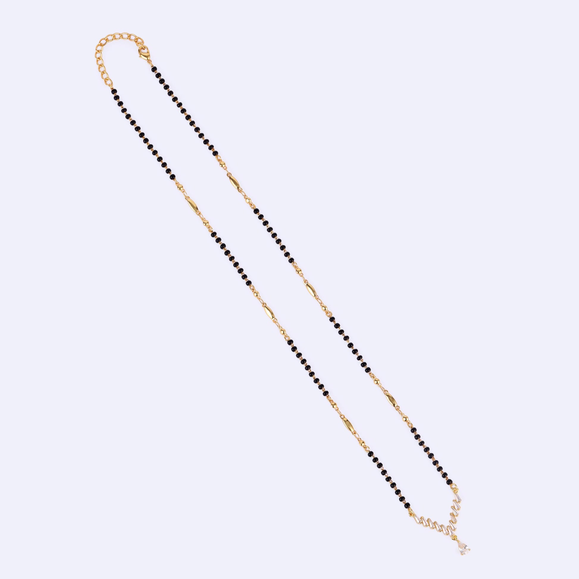 Saloni Fashion Jewellery Traditional Stylish Oval Shape Gold Plated Black Beaded Adjustable Chain Mangalsutra For Women