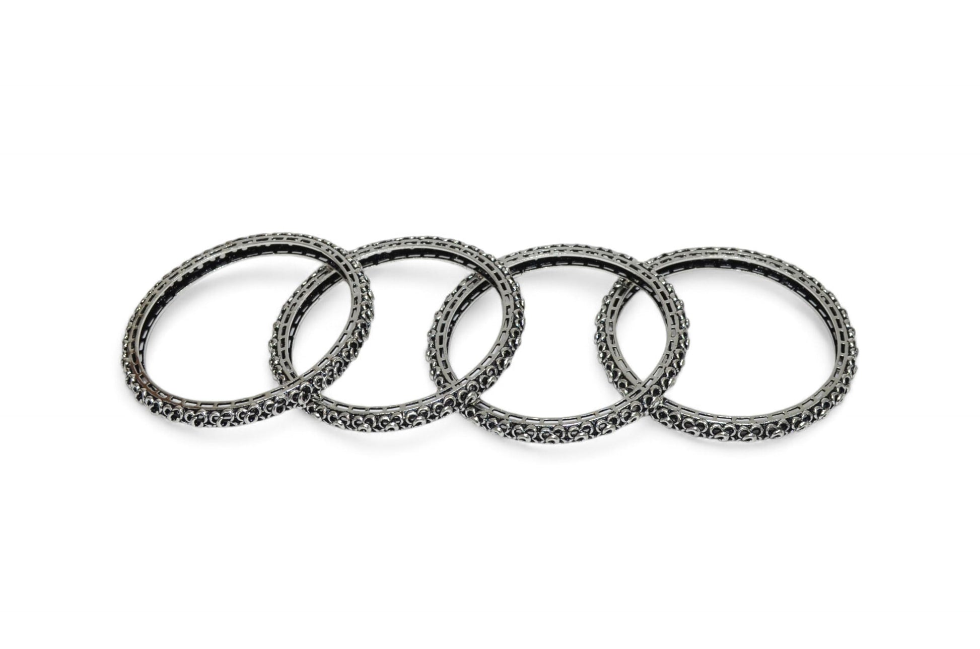 Saloni Fashion Jewellery Trendy Modish Oxidised Silver Plated Set of 4 Bangle For Women and Girls