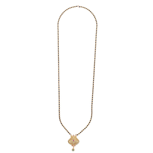 Saloni Fashion Jewellery Traditional Oval and Peacock Design Gold Plated Mangalsutra For Women