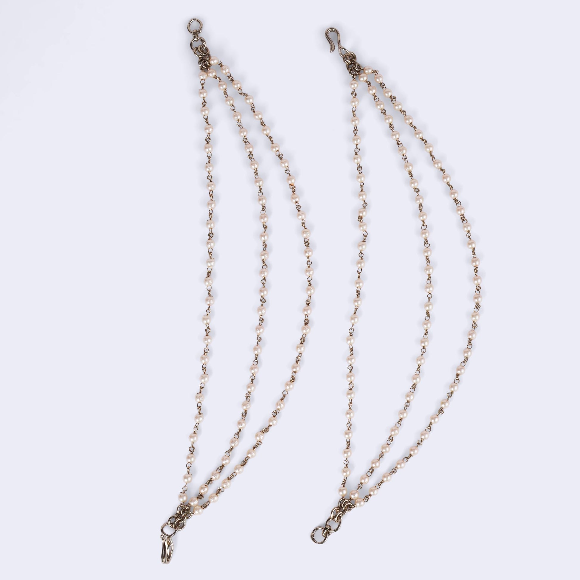 Saloni Fashion Jewellery Traditional Trendy 3 String Long Chain Gold Plated Set of 2 Pearl Ear-Chain(Kaanchain) For Women