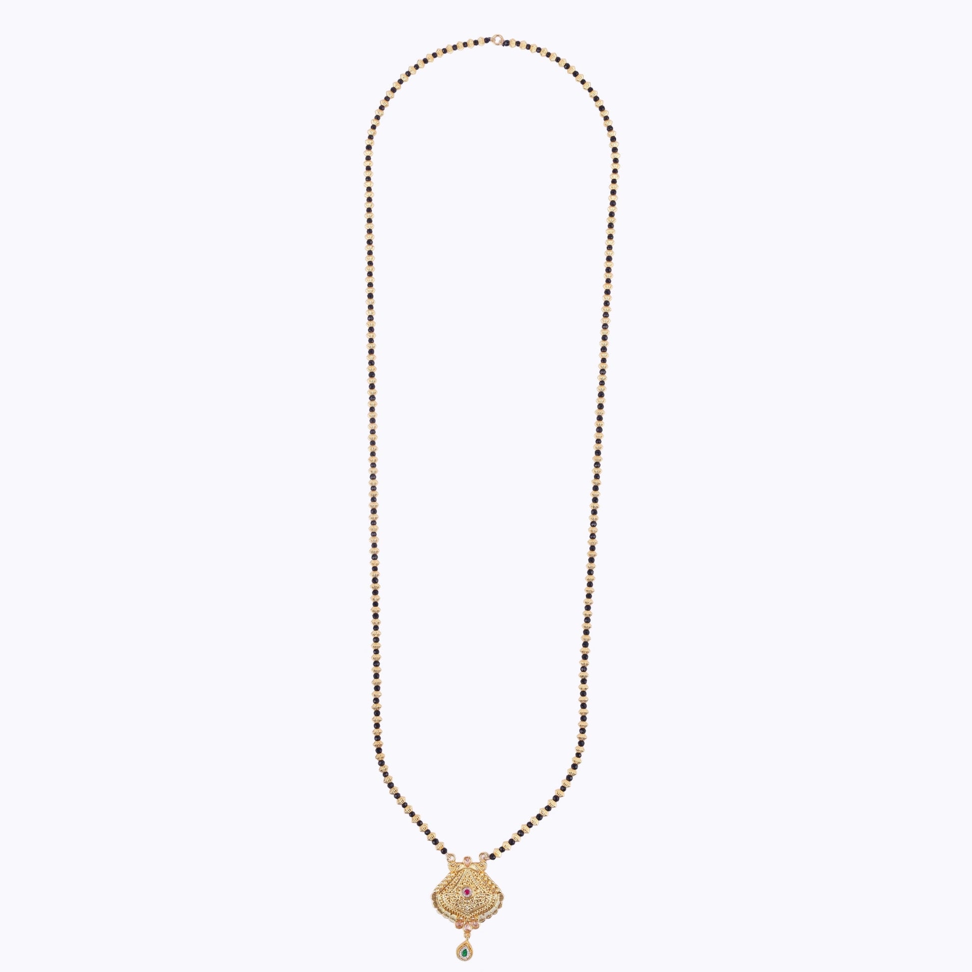 Saloni Fashion Jewellery Traditional Oval and Peacock Design Gold Plated Mangalsutra For Women