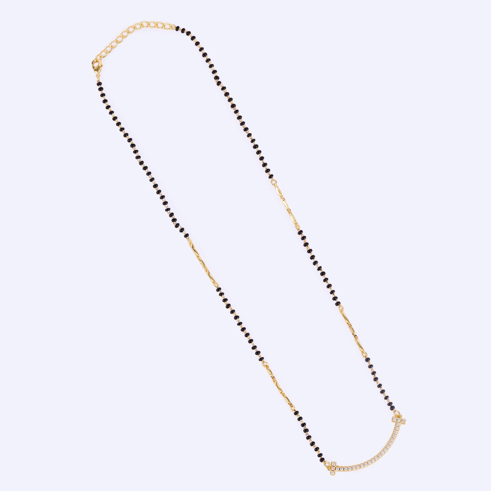 Saloni Fashion Jewellery Traditional Trendy Stylish CZ Studded Gold Plated Black Beaded Adjustable Chain Mangalsutra For Women