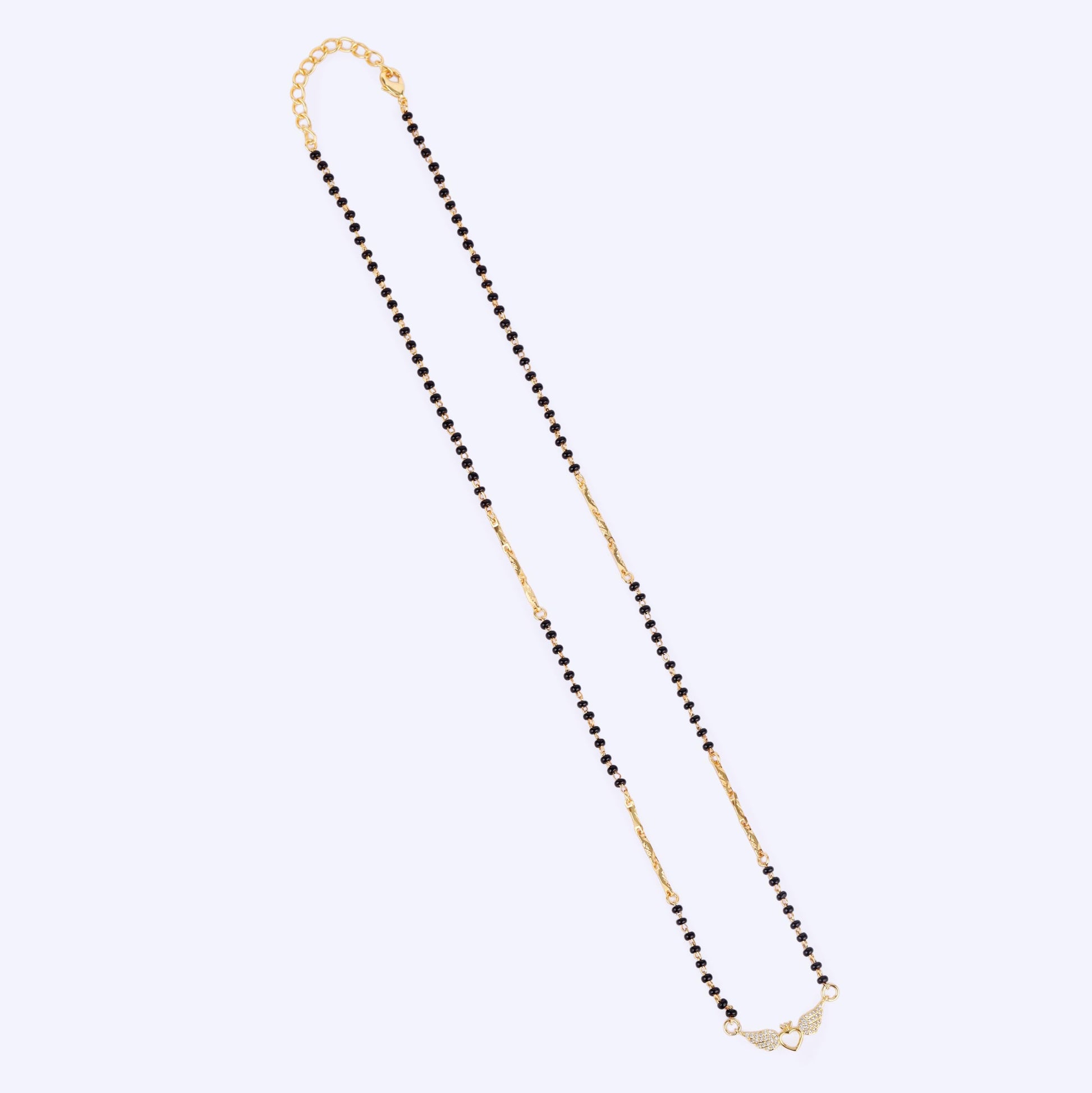 Saloni Fashion Jewellery Traditional Eye-Catchy Leaf and Heart Shape Gold Plated Black Beaded Adjustable Chain Mangalsutra For Women