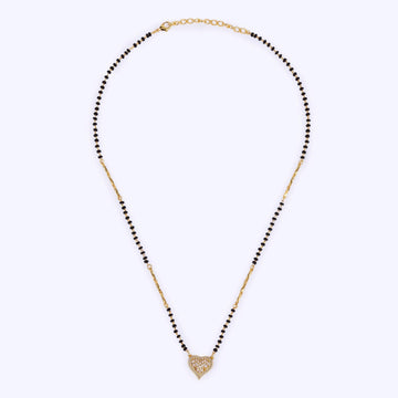 Saloni Fashion Jewellery Traditional Incredible Heart Shape Gold Plated Black Beaded Adjustable Chain Mangalsutra For Women