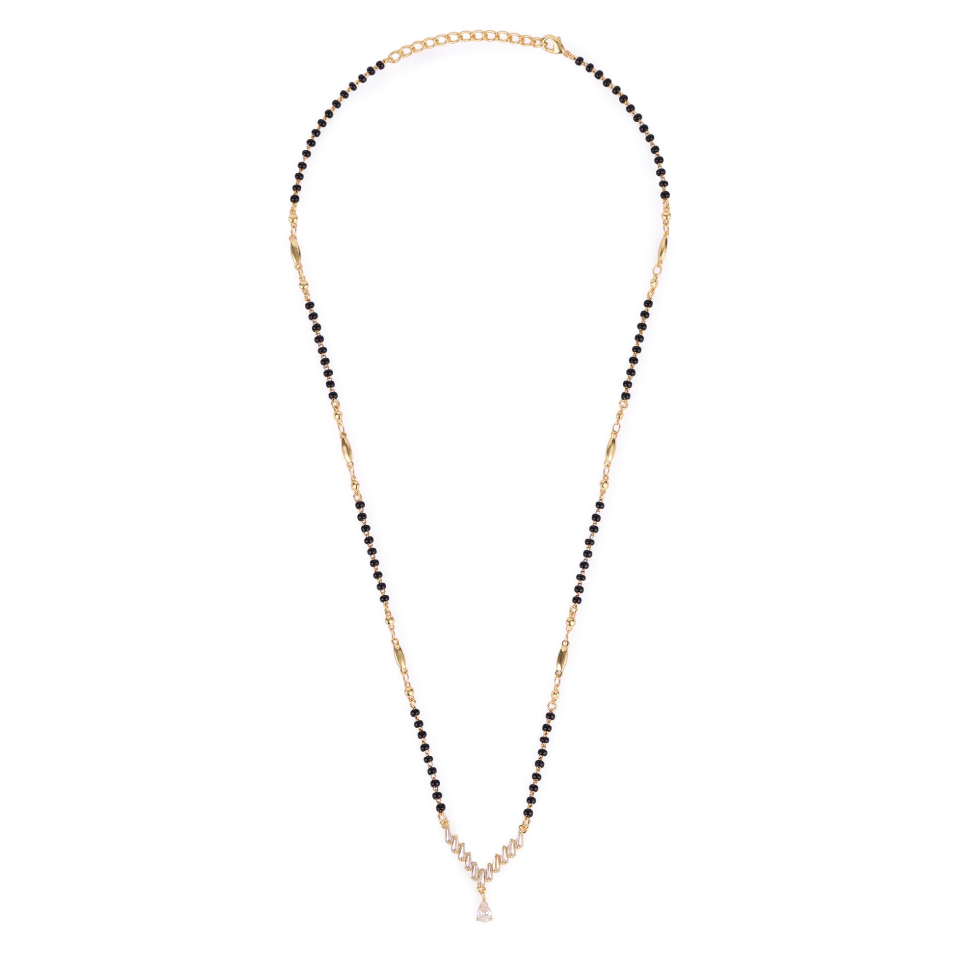 Saloni Fashion Jewellery Traditional Stylish Oval Shape Gold Plated Black Beaded Adjustable Chain Mangalsutra For Women