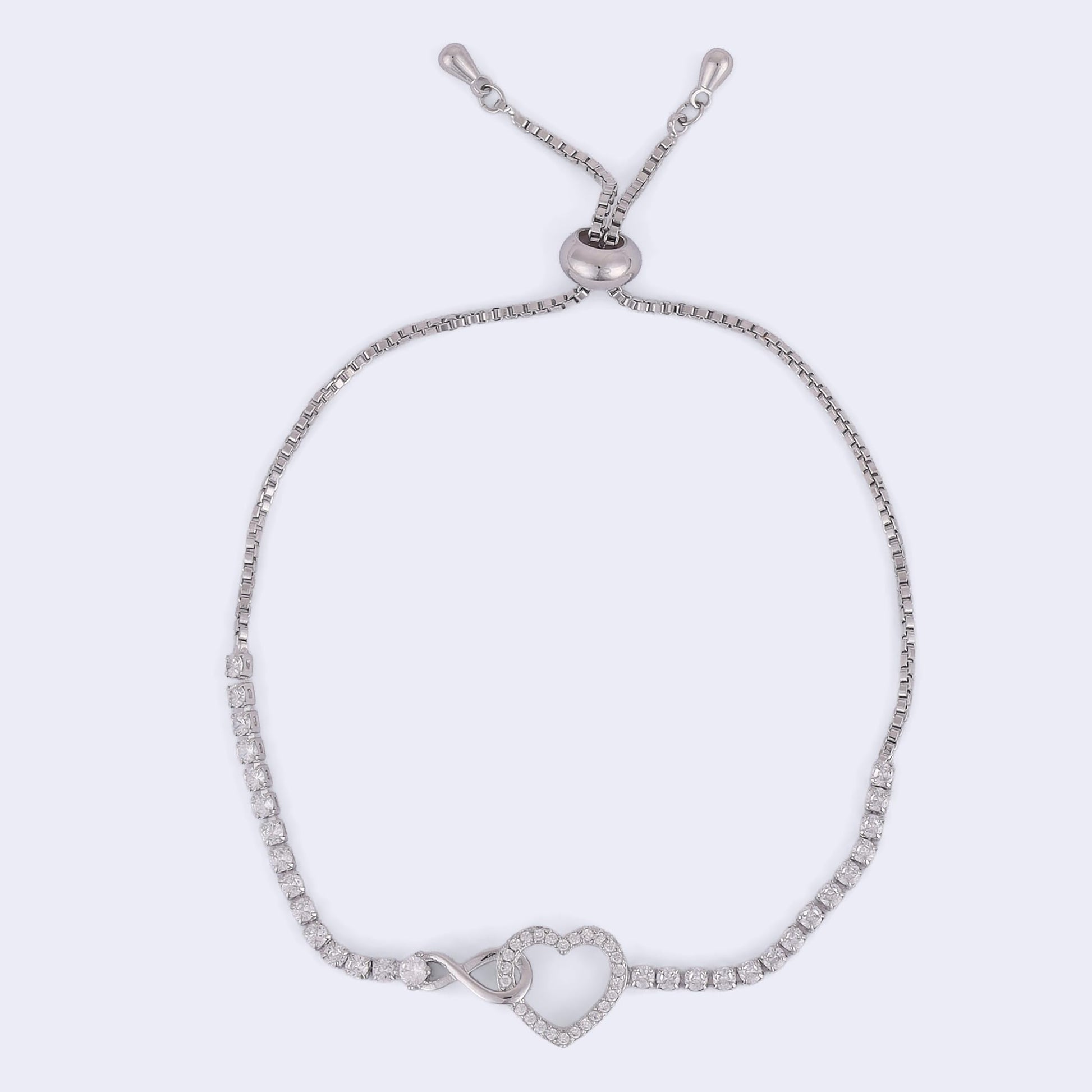 Saloni Fashion Jewellery Splendid Heart Shape Silver Plated Free Size Charm Bracelet For Women