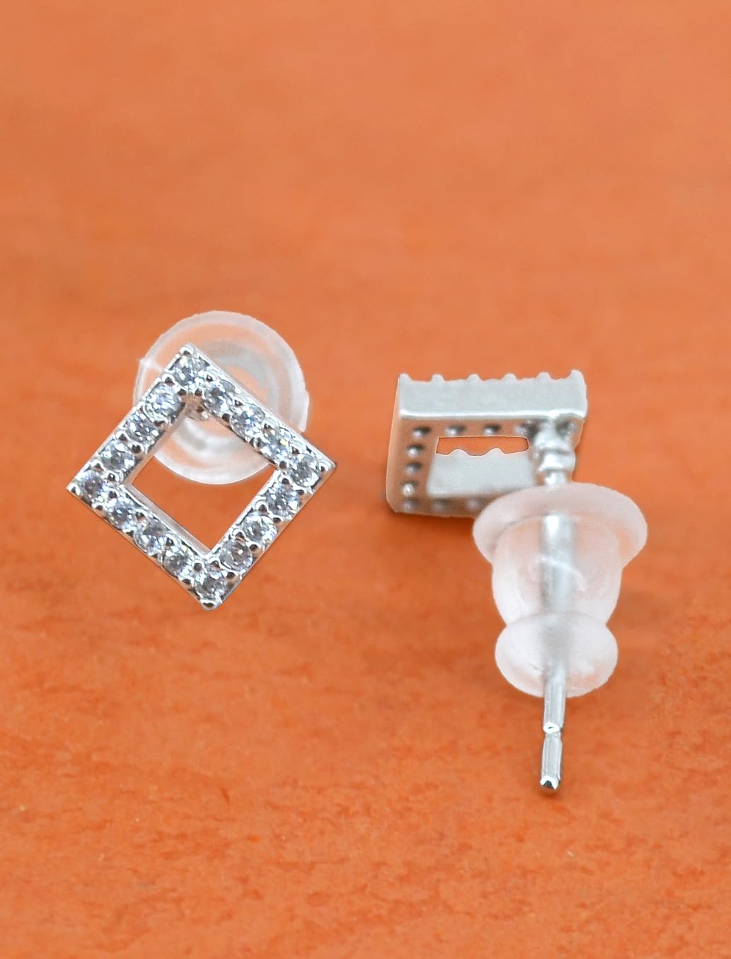 Saloni Fashion Jewellery Superb Traingle Shape CZ Brass Silver Plated Set of 3 Combo Stud Earring For Women and Girls