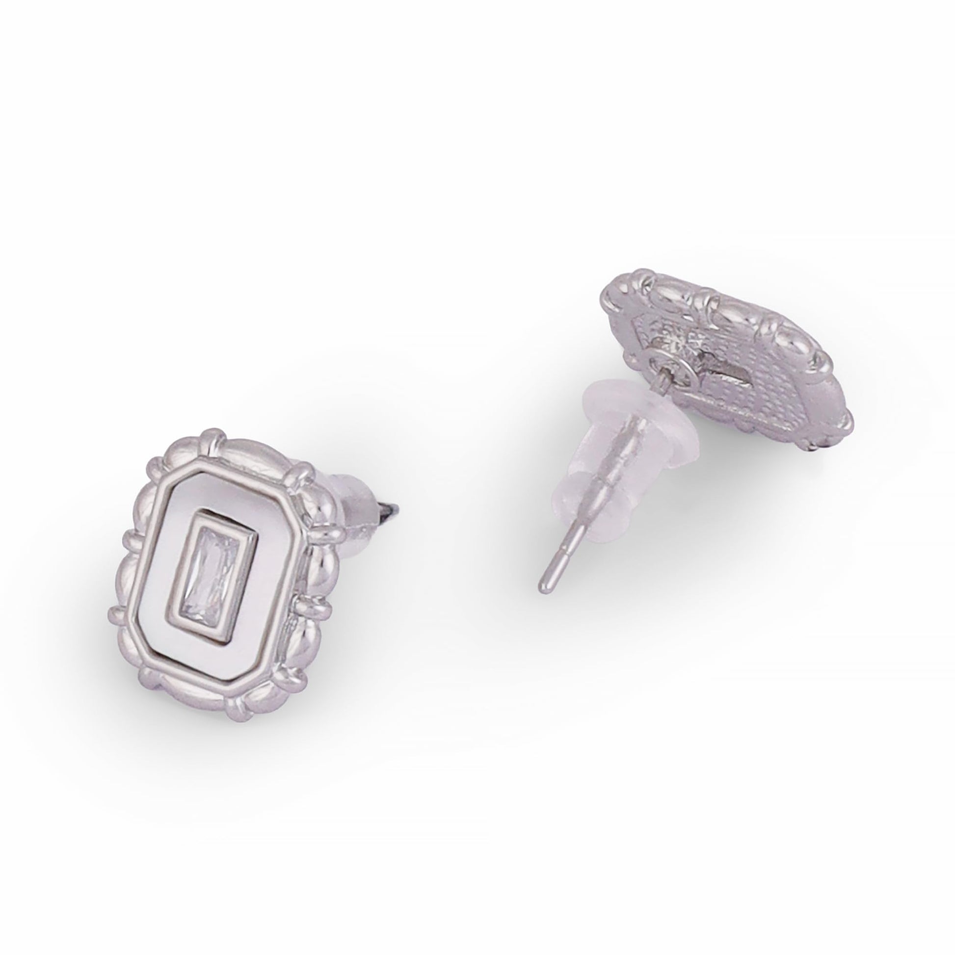 Saloni Fashion Jewellery Classy Squire Shape Silver Plated Stud Earring For Women