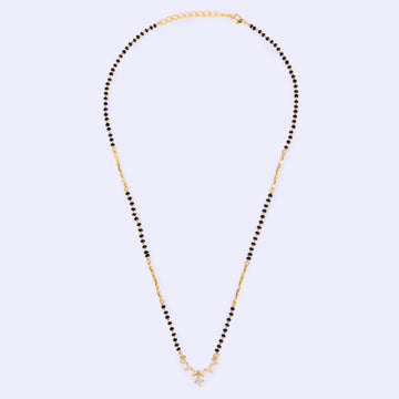 Saloni Fashion Jewellery Traditional Beautiful Round and Triangle Shape Gold Plated Black Beaded Adjustable Chain Mangalsutra For Women