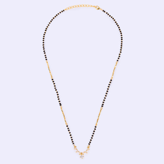 Saloni Fashion Jewellery Traditional Beautiful Round and Triangle Shape Gold Plated Black Beaded Adjustable Chain Mangalsutra For Women