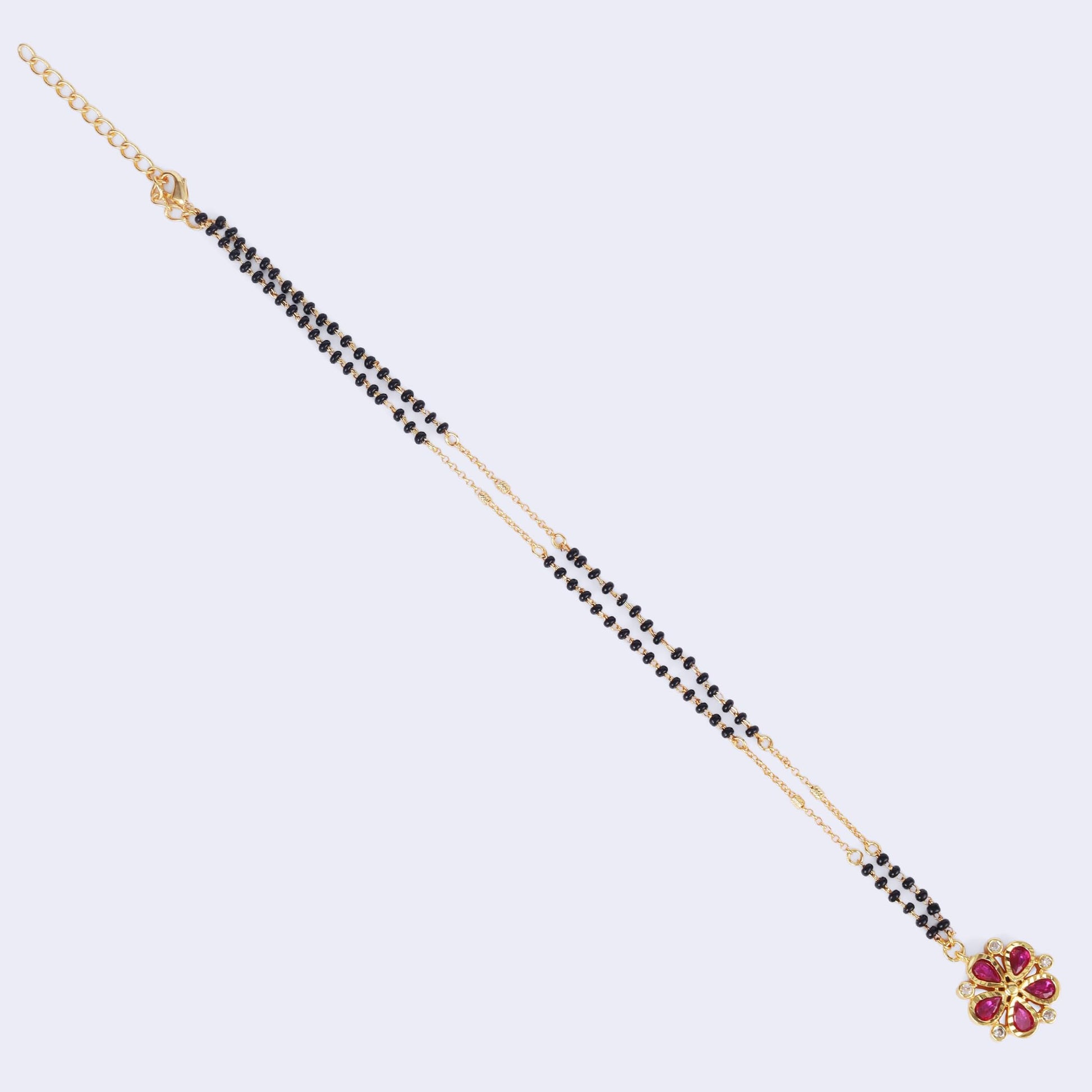 Saloni Fashion Jewellery Traditional Flower Design Black Beads Gold Plated Princess Necklace For Women