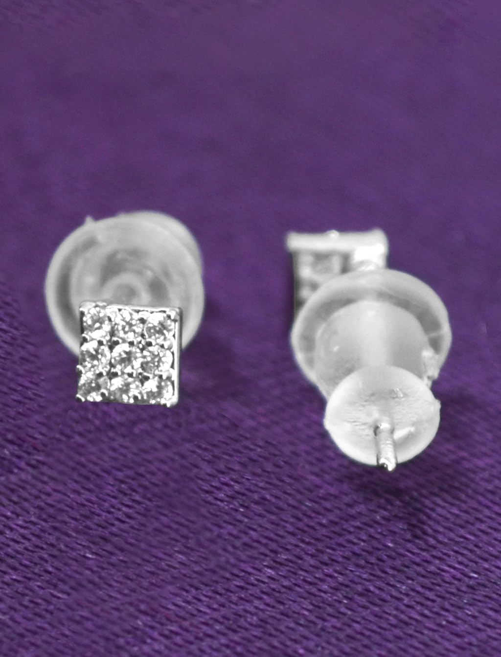 Saloni Fashion Jewellery Pretty Traingle Shape CZ Brass Silver Plated Set of 3 Combo Stud Earring For Women and Girls