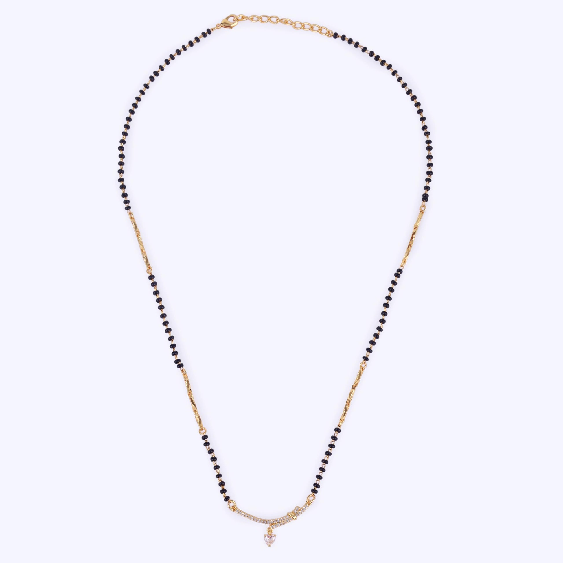 Saloni Fashion Jewellery Traditional Heart Shape CZ Studded Gold Plated Adjustable Chain Mangalsutra For Women