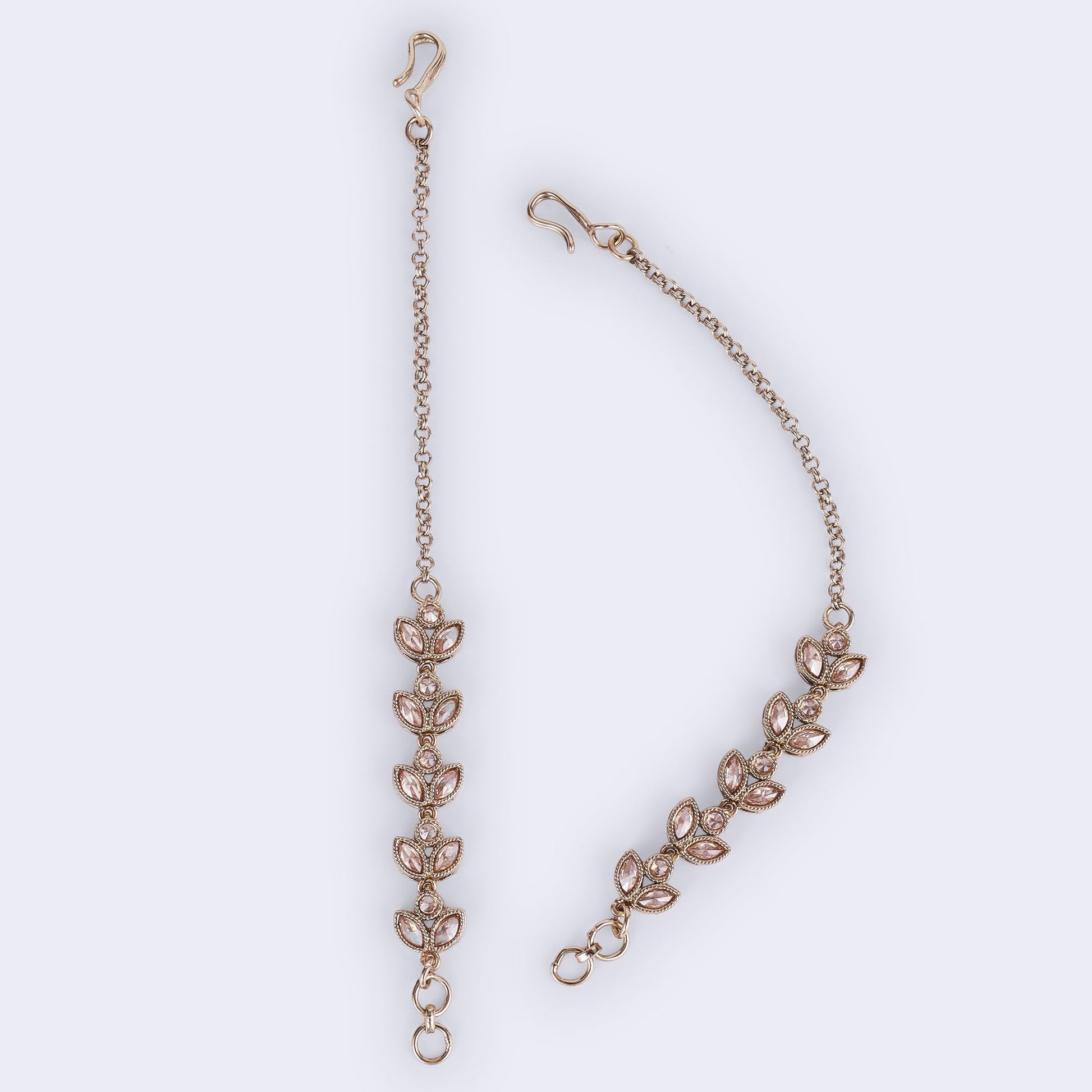 Saloni Fashion Jewellery Traditional Leaf Design Long Chain Gold Plated Set of 2 Ear-Chain(Kaanchain) For Women