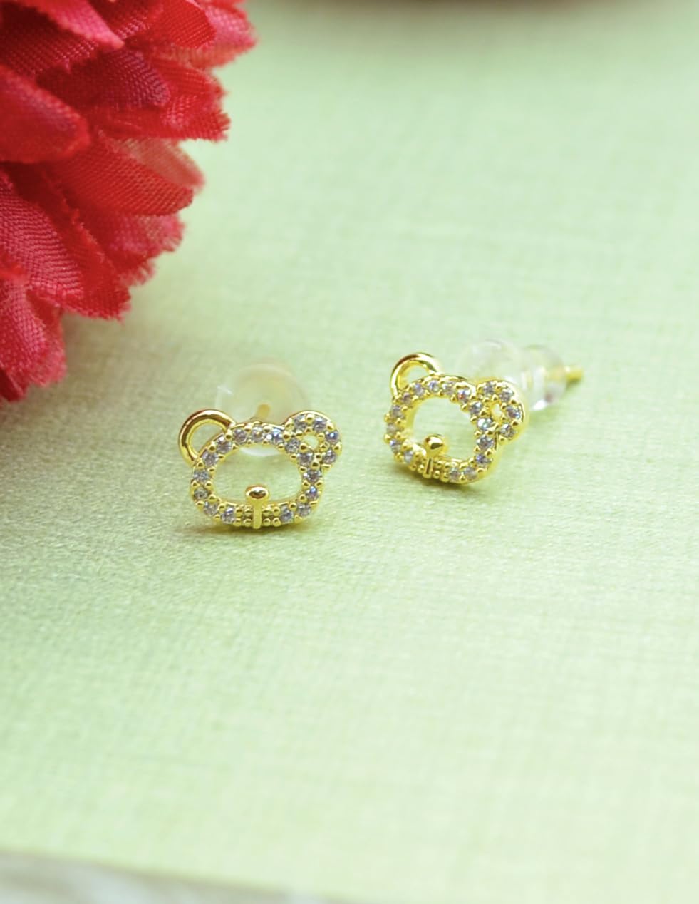 Saloni Fashion Jewellery Trendy Caty Mau Shape Combo of 3 Gold Plated Stud Earring For Women and Girls