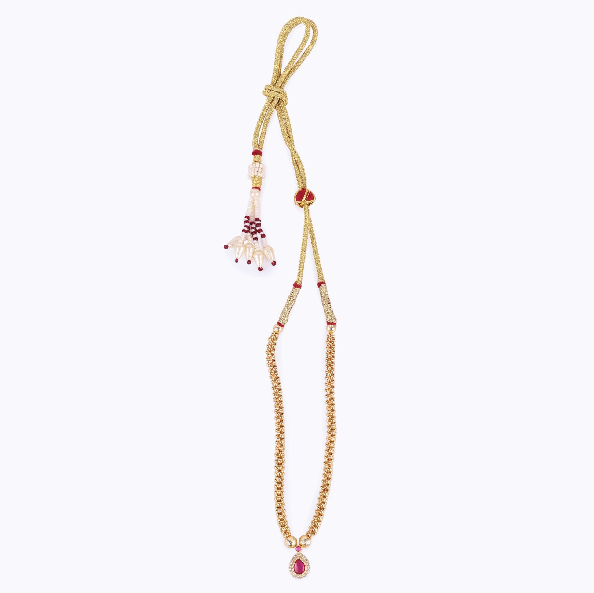 Saloni Fashion Jewellery Traditional Oval Shape Golden Balls Pink Stone Gold Plated Choker Necklace For Women