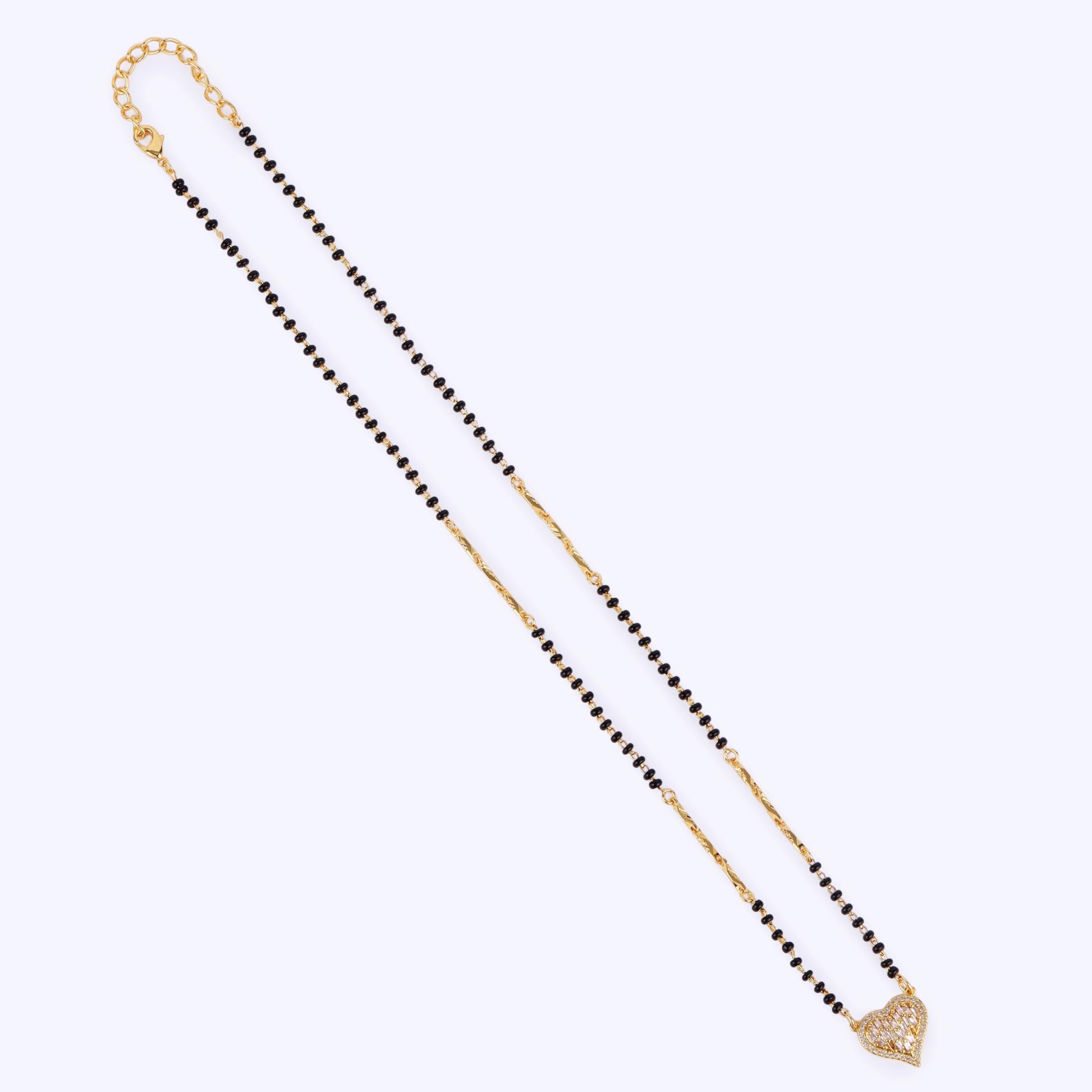Saloni Fashion Jewellery Traditional Incredible Heart Shape Gold Plated Black Beaded Adjustable Chain Mangalsutra For Women