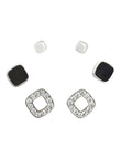 Saloni Fashion Jewellery Modish Circle Shape CZ Brass Silver Plated Set of 3 Combo Stud Earring For Women and Girls