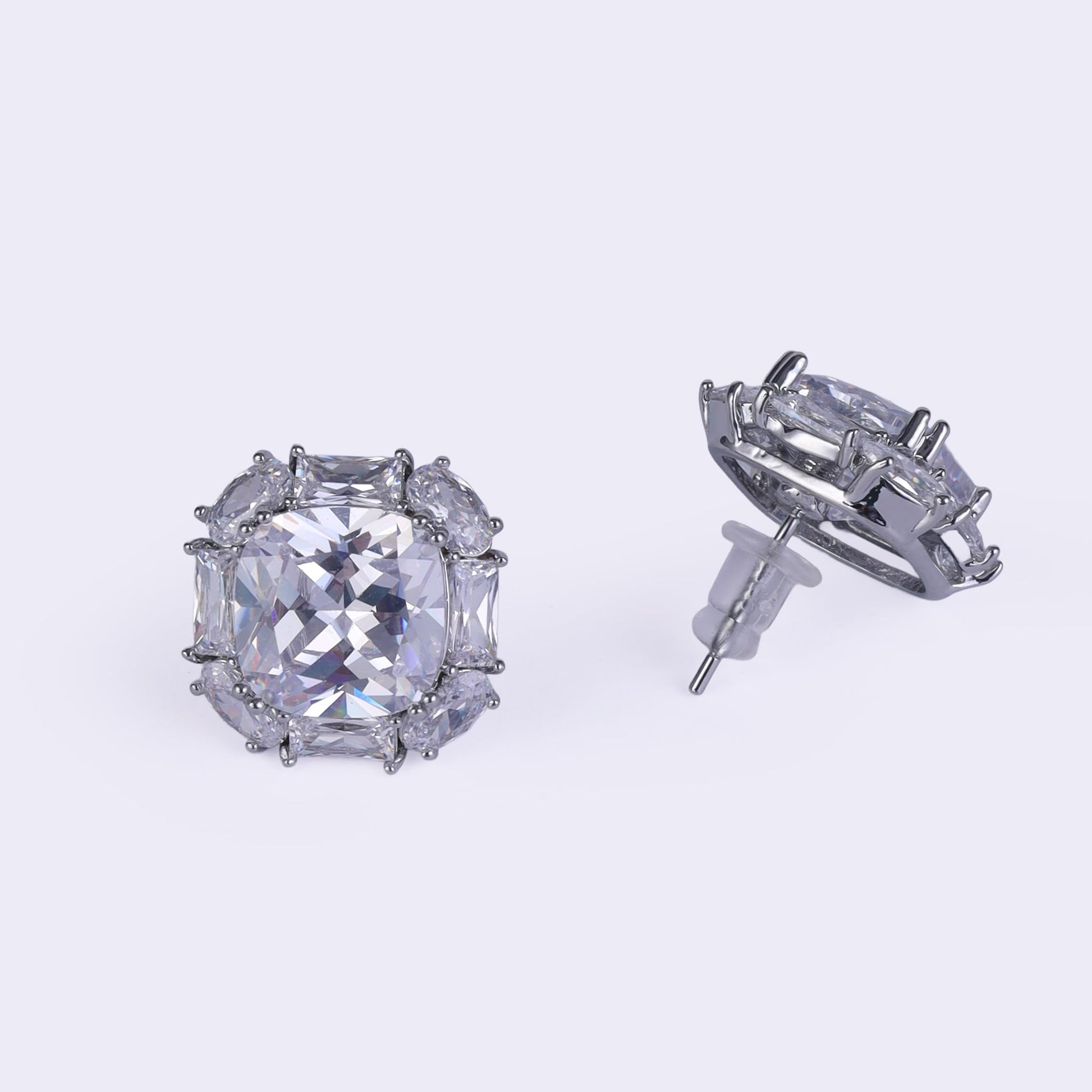 Saloni Fashion Jewellery Trendy Round Shape Silver Plated Stud Earring For Women
