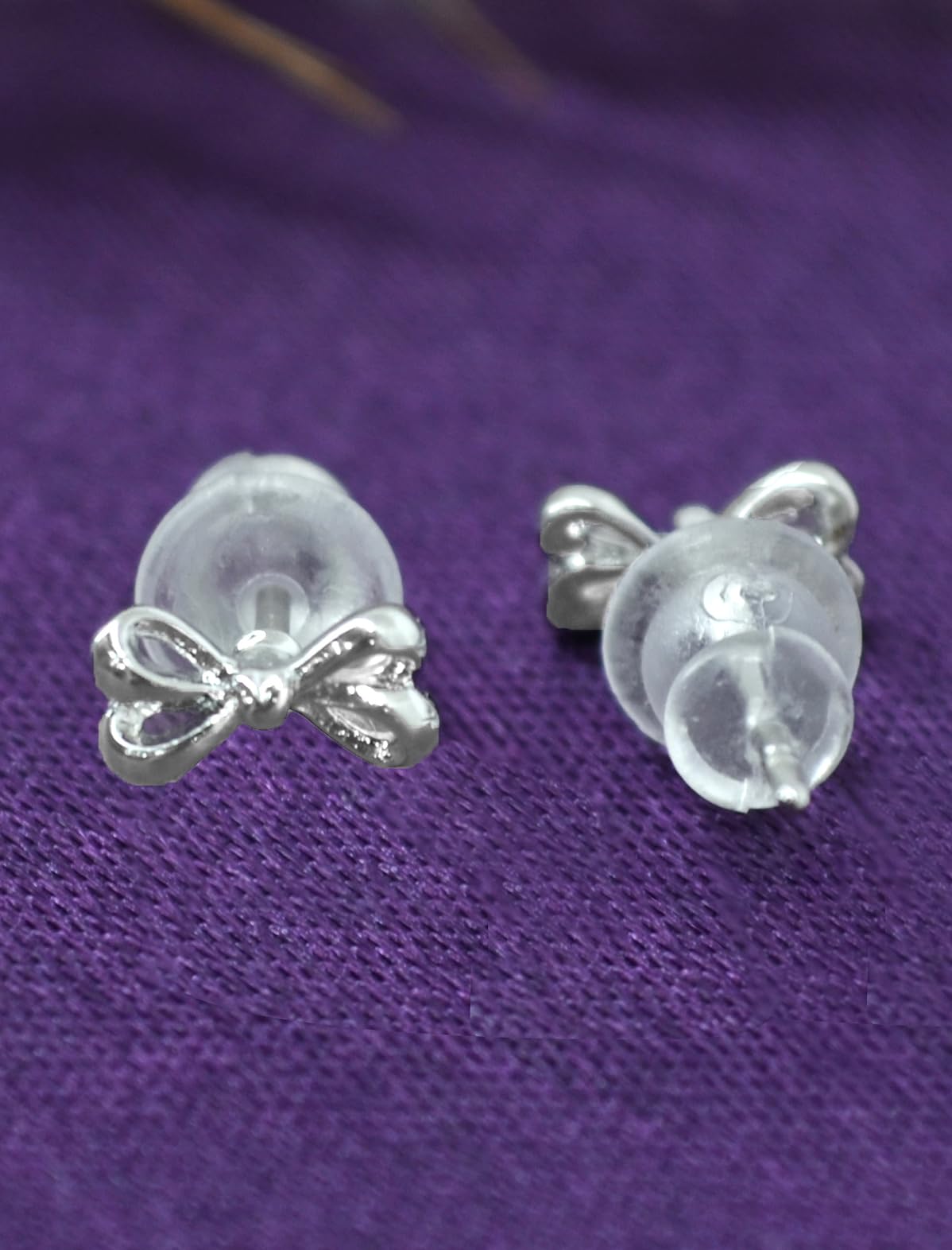 Saloni Fashion Jewellery Smooth Flower and Bow Design CZ Brass Silver Plated Set of 3 Combo Stud Earring For Women and Girls