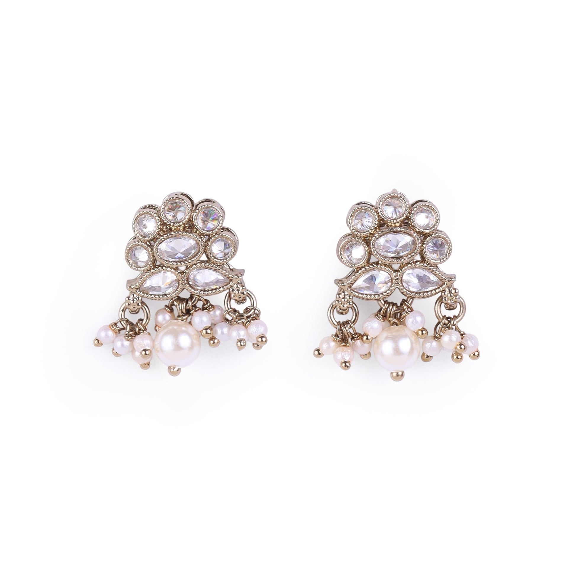 Saloni Fashion Jewellery Flower Design and Pearl Gold Plated Brass Drop Earring For Women