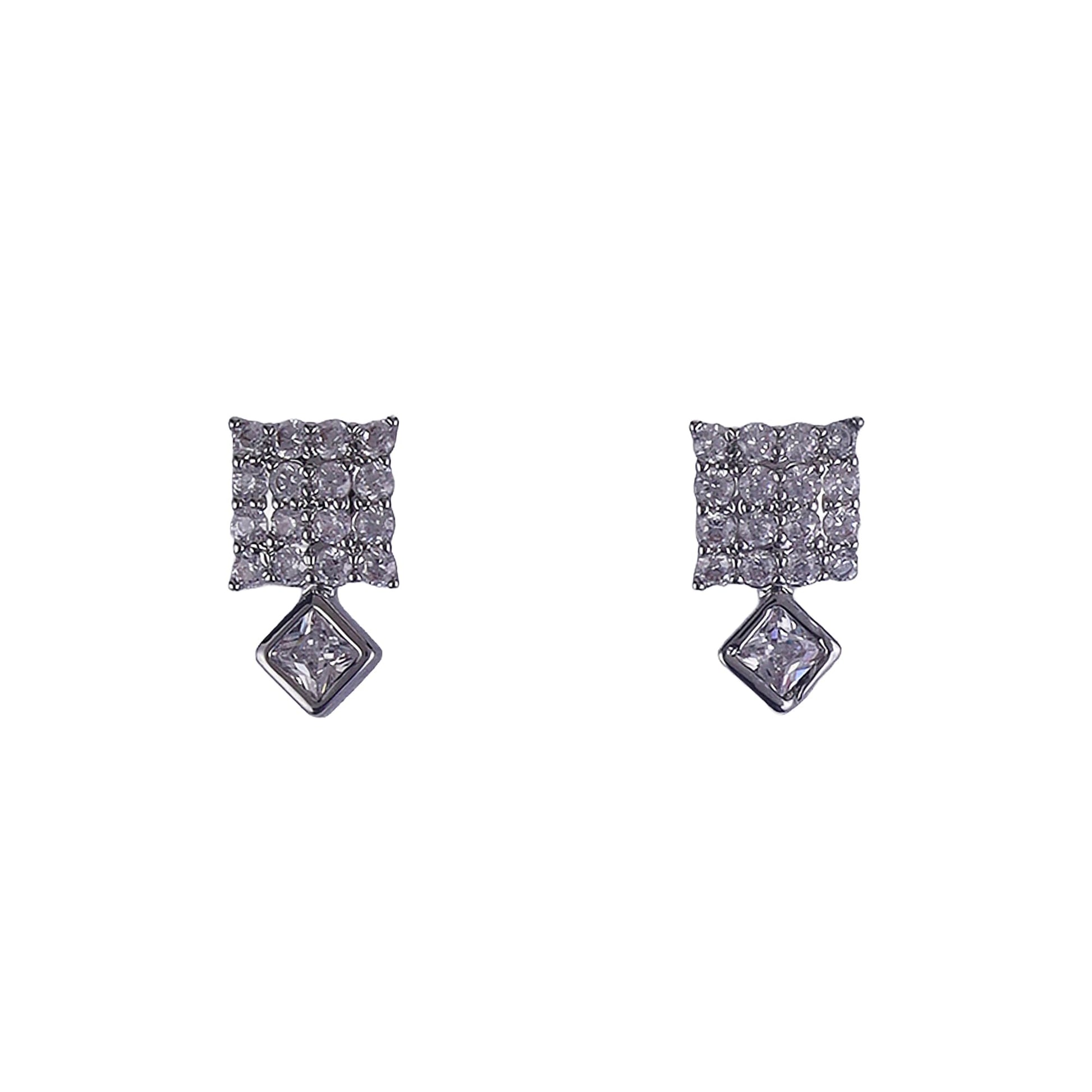 Saloni Fashion Jewellery Desirable Squire and Trangle Shape Silver Plated Stud Earring For Women