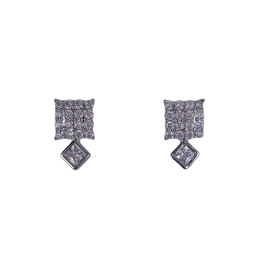Saloni Fashion Jewellery Desirable Squire and Trangle Shape Silver Plated Stud Earring For Women