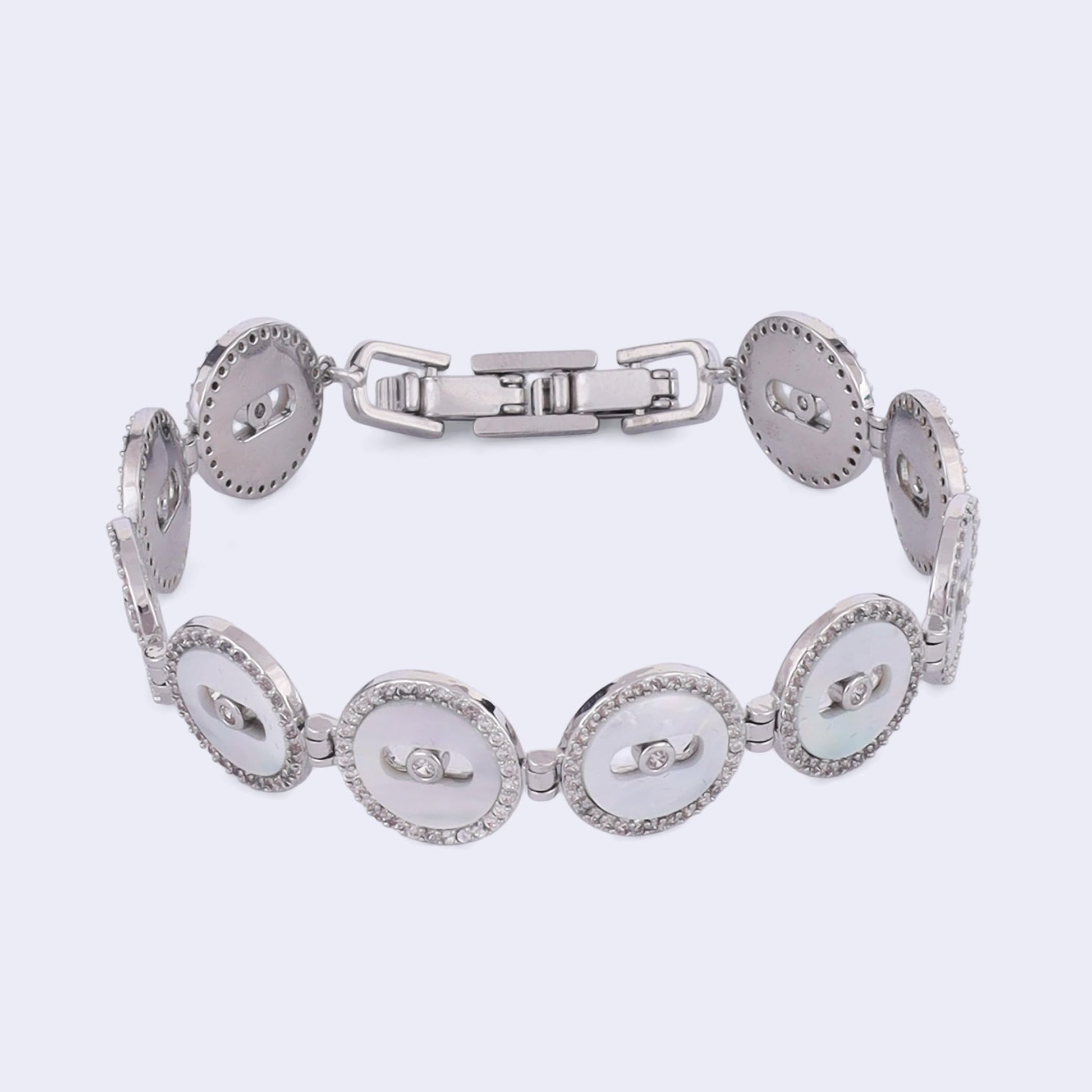 Saloni Fashion Jewellery Inspired Square Shape Silver Plated Free Size Charm Bracelet For Women