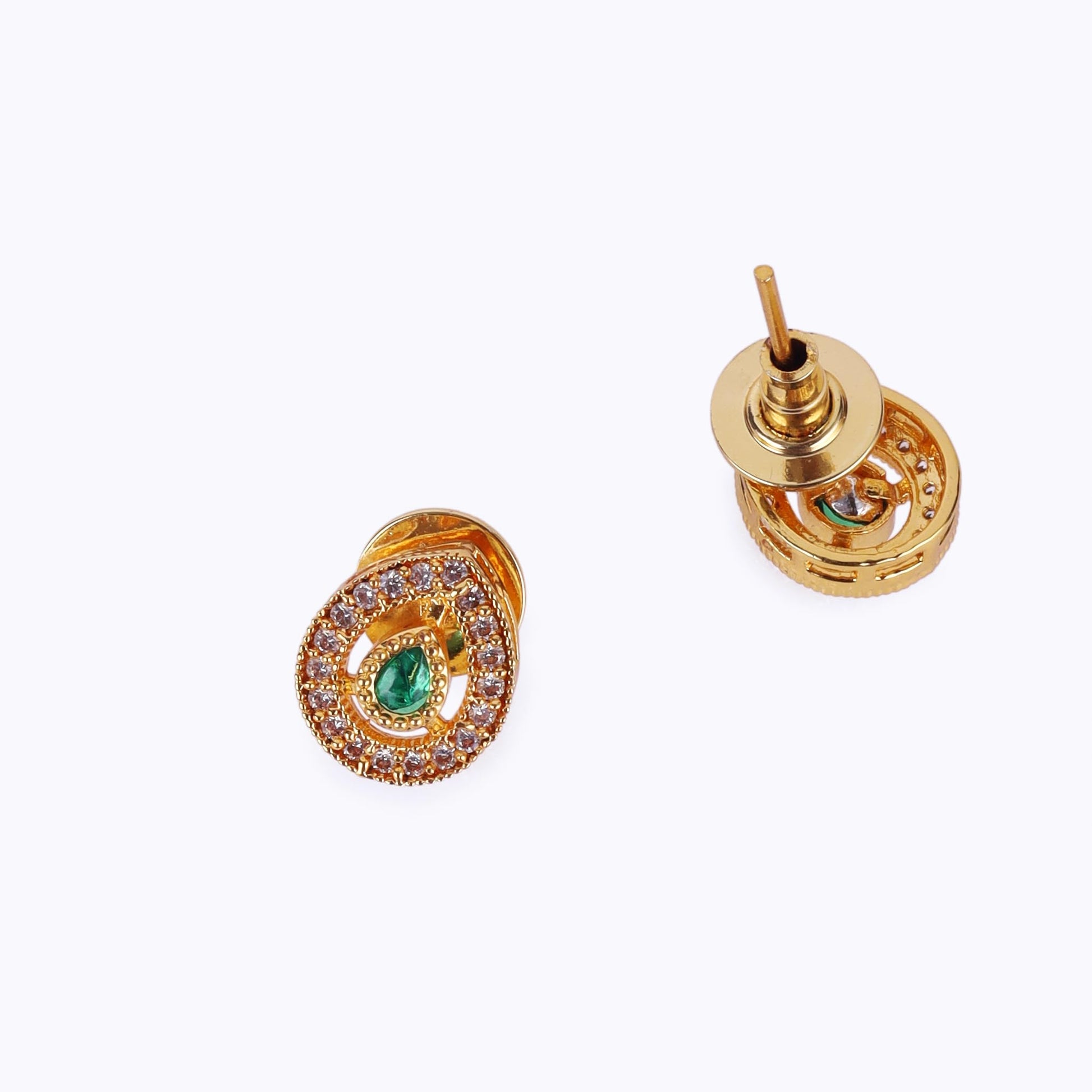 Saloni Fashion Jewellery Traditional Oval Shape Golden Balls Green Stone Gold Plated Choker Necklace Set For Women