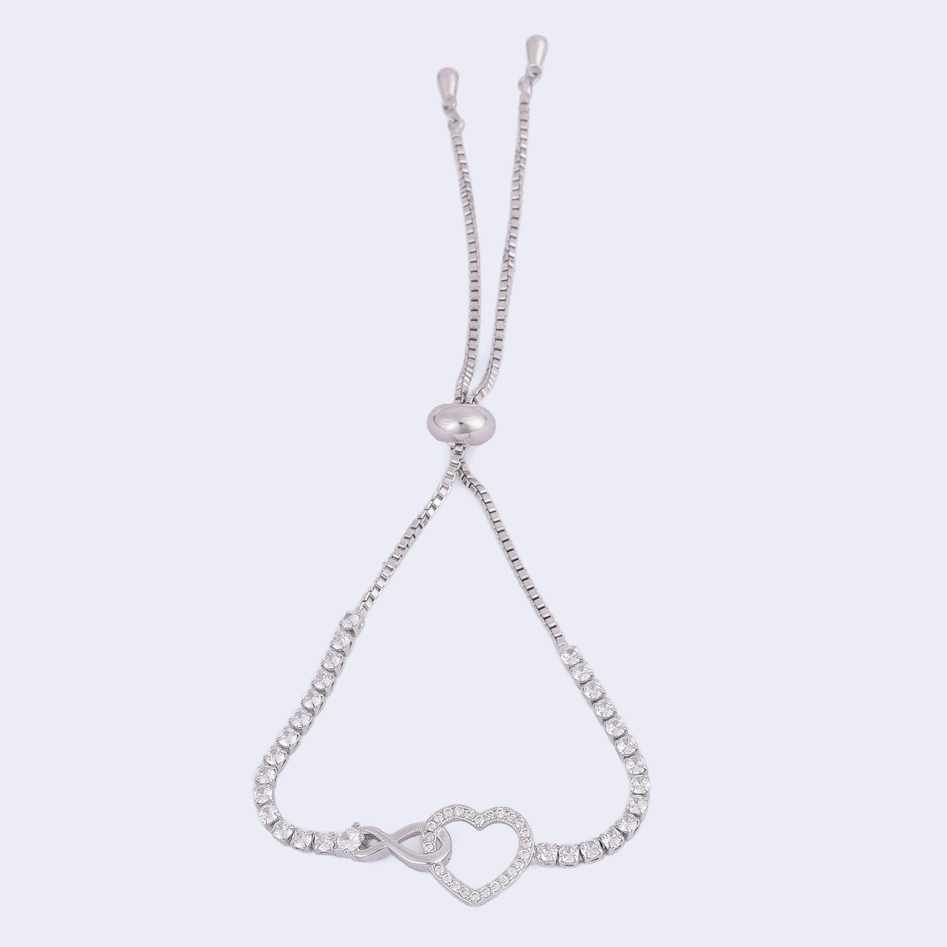 Saloni Fashion Jewellery Splendid Heart Shape Silver Plated Free Size Charm Bracelet For Women