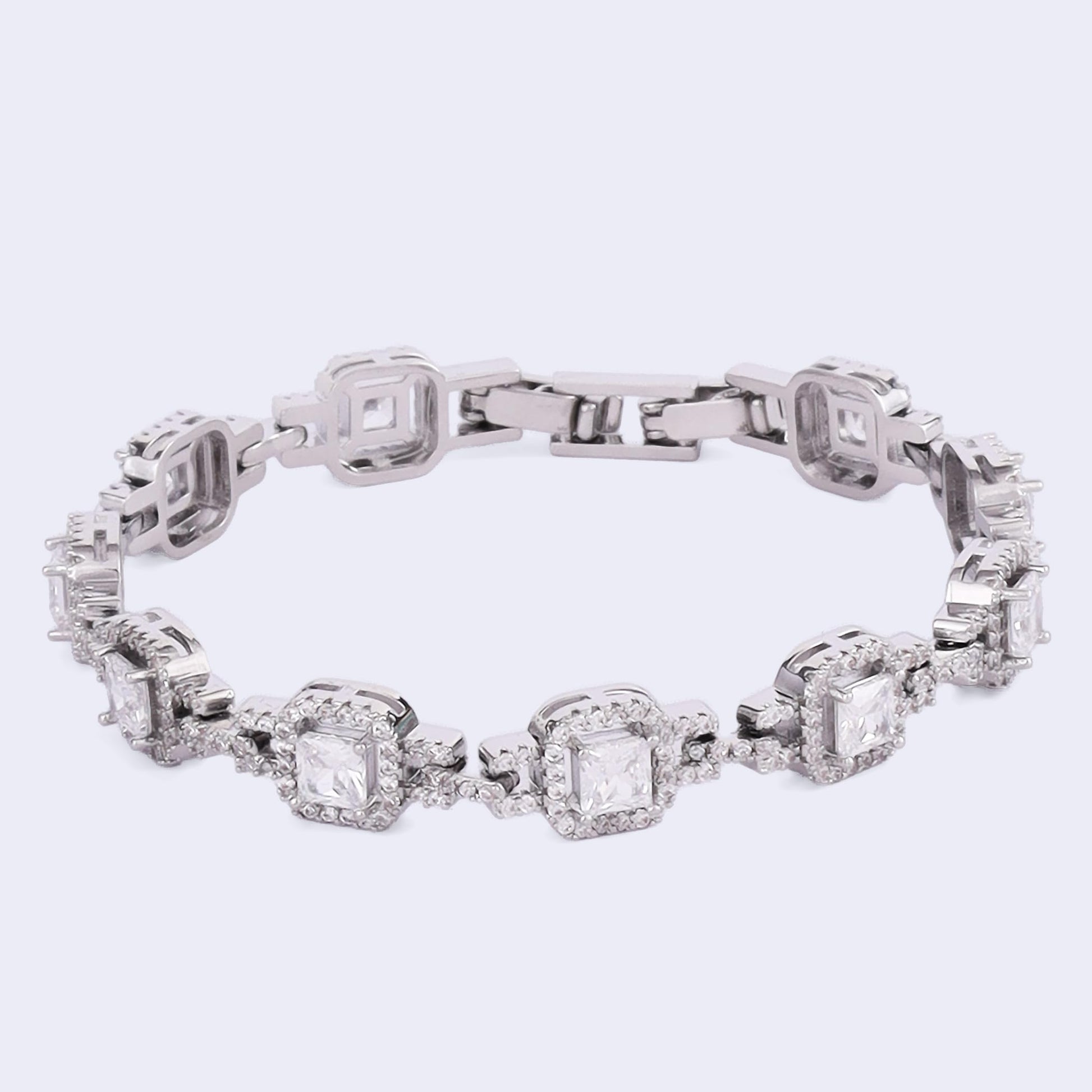 Saloni Fashion Jewellery Excellent Square Shape Silver Plated Free Size Charm Bracelet For Women