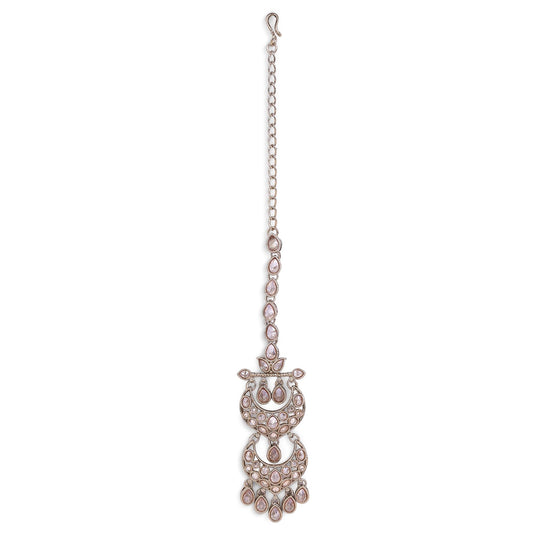 Saloni Fashion Jewellery Traditional Chandelier Shape Silver Gold Plated Maang Tikka For Women