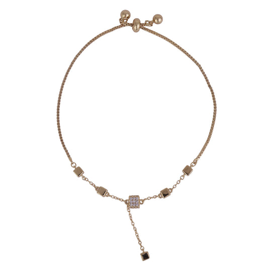Saloni Fashion Jewellery Superb Square Shape Gold Plated Free Size Charm Bracelet For Women