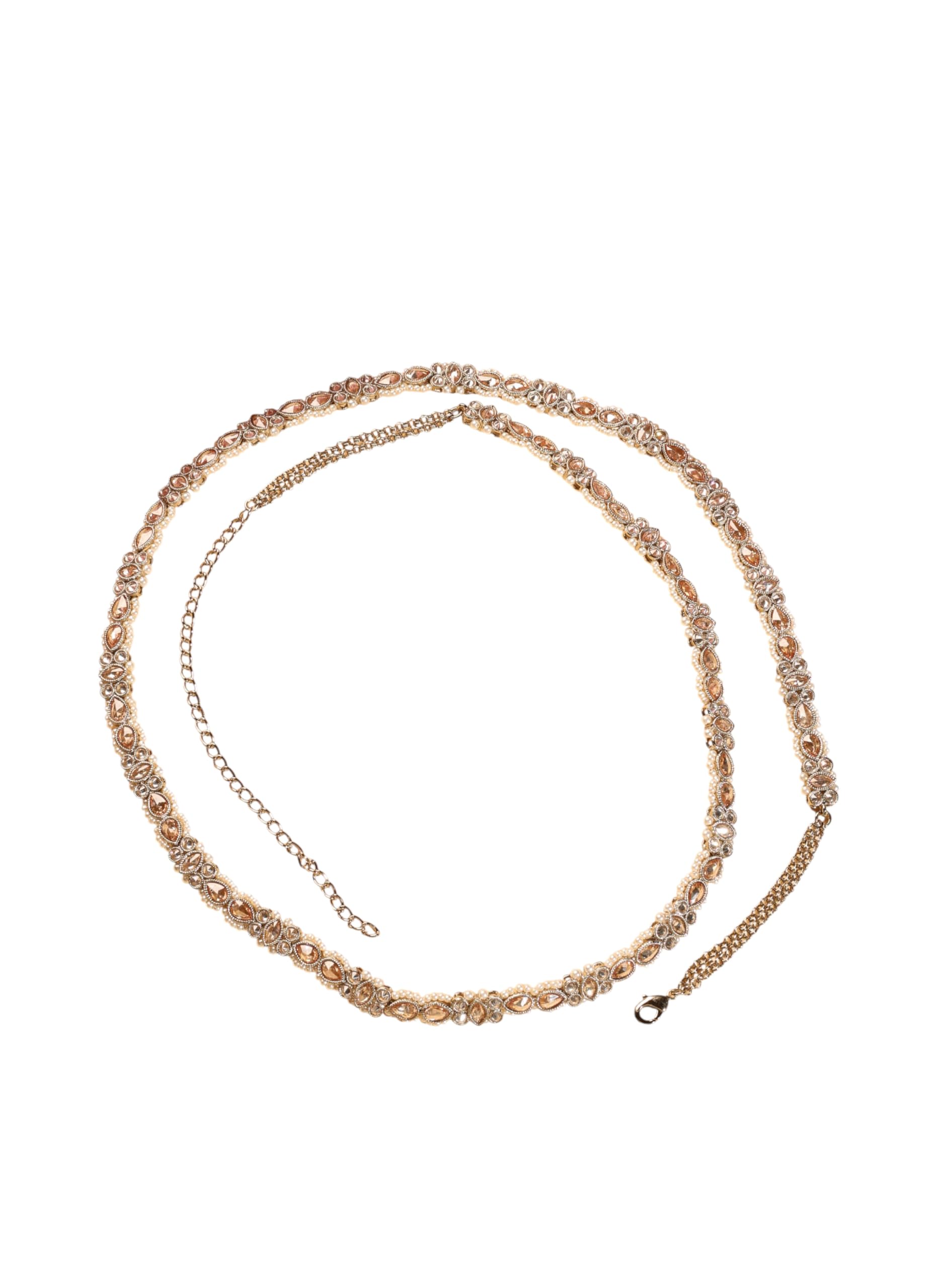 Saloni Fashion Jewellery Designer Oval Shape and Pearl Brown Kundan Stone Antique Gold Plated Waist belt(Kamarband) For Women and Girls