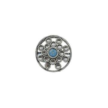 Saloni Fashion Jewellery Exotic Round Shape Silver Plated Kundan Stone Adjustable Finger Ring For Women and Girls