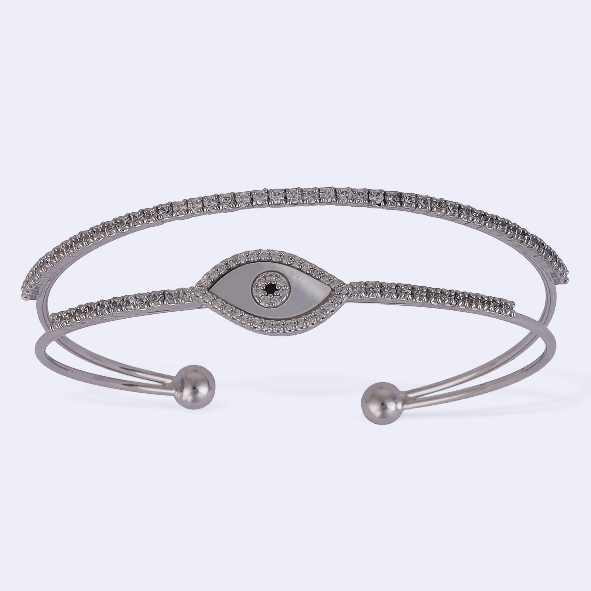 Saloni Fashion Jewellery Steel Evil Eye Silver Plated Adjustable Bracelet Kada For Women