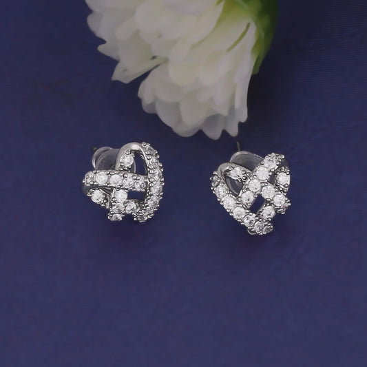 Saloni Fashion Jewellery Modern Heart Shape Silver Plated Stud Earring For Women