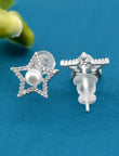 Saloni Fashion Jewellery Star and Half Moon Shape CZ Brass Silver Plated Set of 3 Combo Stud Earring For Women and Girls - view 5
