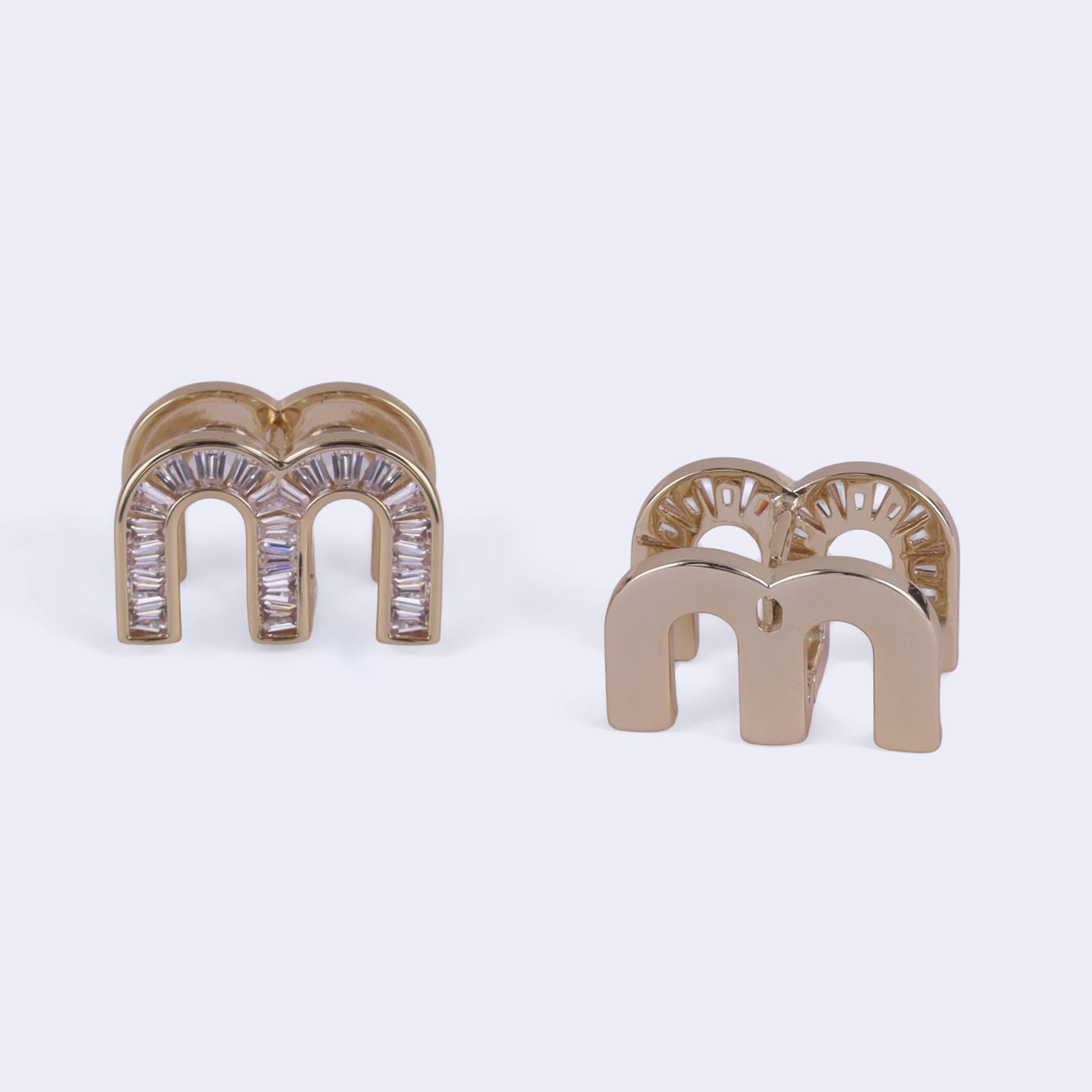 Saloni Fashion Jewellery Crystal Letter M Charm Gold Plated Stud Earring For Women