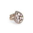 Saloni Fashion Jewellery Oval Shape White Stone Gold Plated Set of 2 Combo Brass Adjustable Finger Ring For Women - view 4