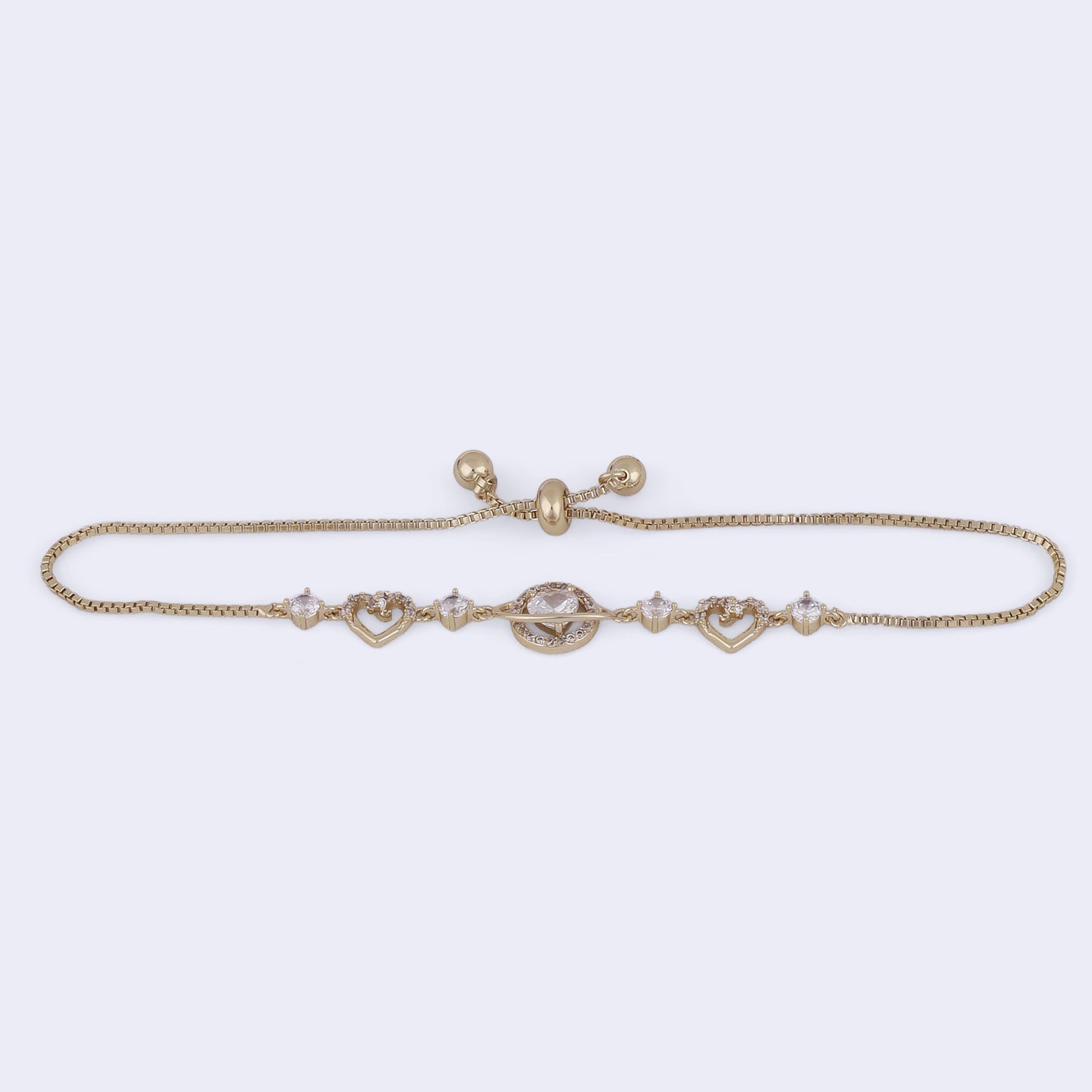 Saloni Fashion Jewellery Lavish Heart Shape Gold Plated Free Size Charm Bracelet For Women