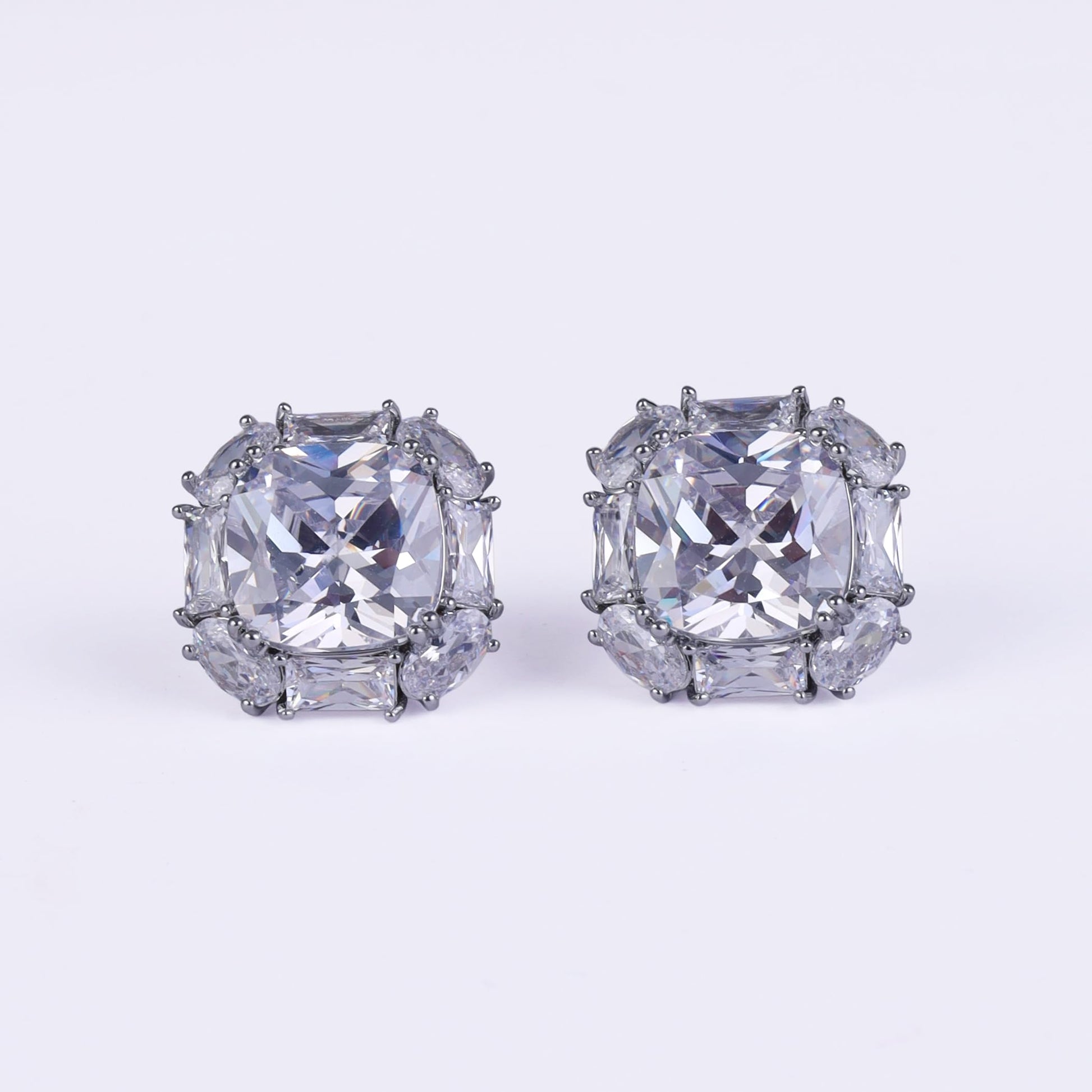 Saloni Fashion Jewellery Splendid Studded CZ Silver Plated Combo Set of 2 Stud Earring For Women