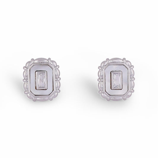Saloni Fashion Jewellery Classy Squire Shape Silver Plated Stud Earring For Women