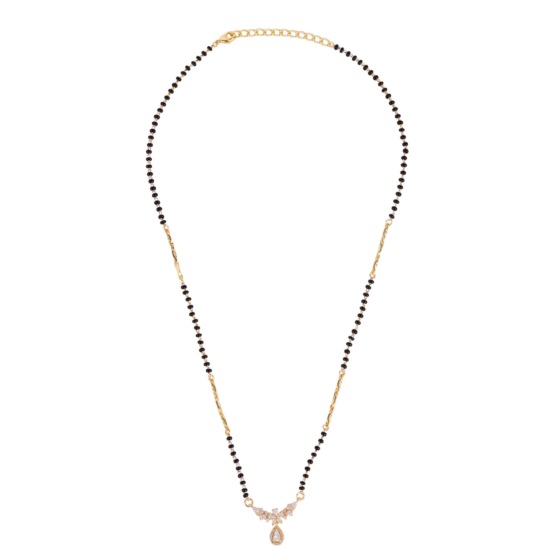 Saloni Fashion Jewellery Traditional Admirable Butterfly and Heart Shape Gold Plated Combo Set of 2 Black Beaded Adjustable Chain Mangalsutra For Women