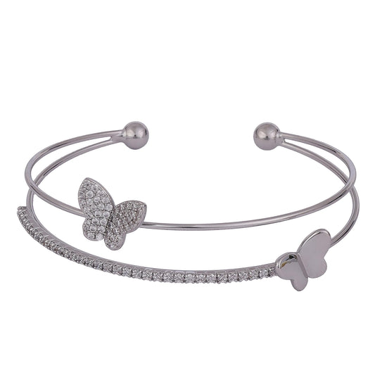 Saloni Fashion Jewellery Incredible Butterfly Silver Plated Adjustable Cuff Bracelet Kada For Women