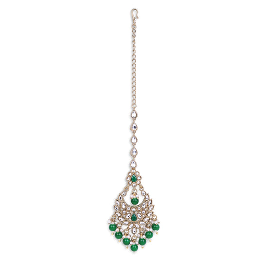 Saloni Fashion Jewellery Traditional Chandiler and Flower Shape Silver Gold Plated Brass Maang Tikka For Women