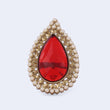 Saloni Fashion Jewellery Inspired Oval Shape Center Red Stone Gold Plated Adjustable Finger Ring For Women