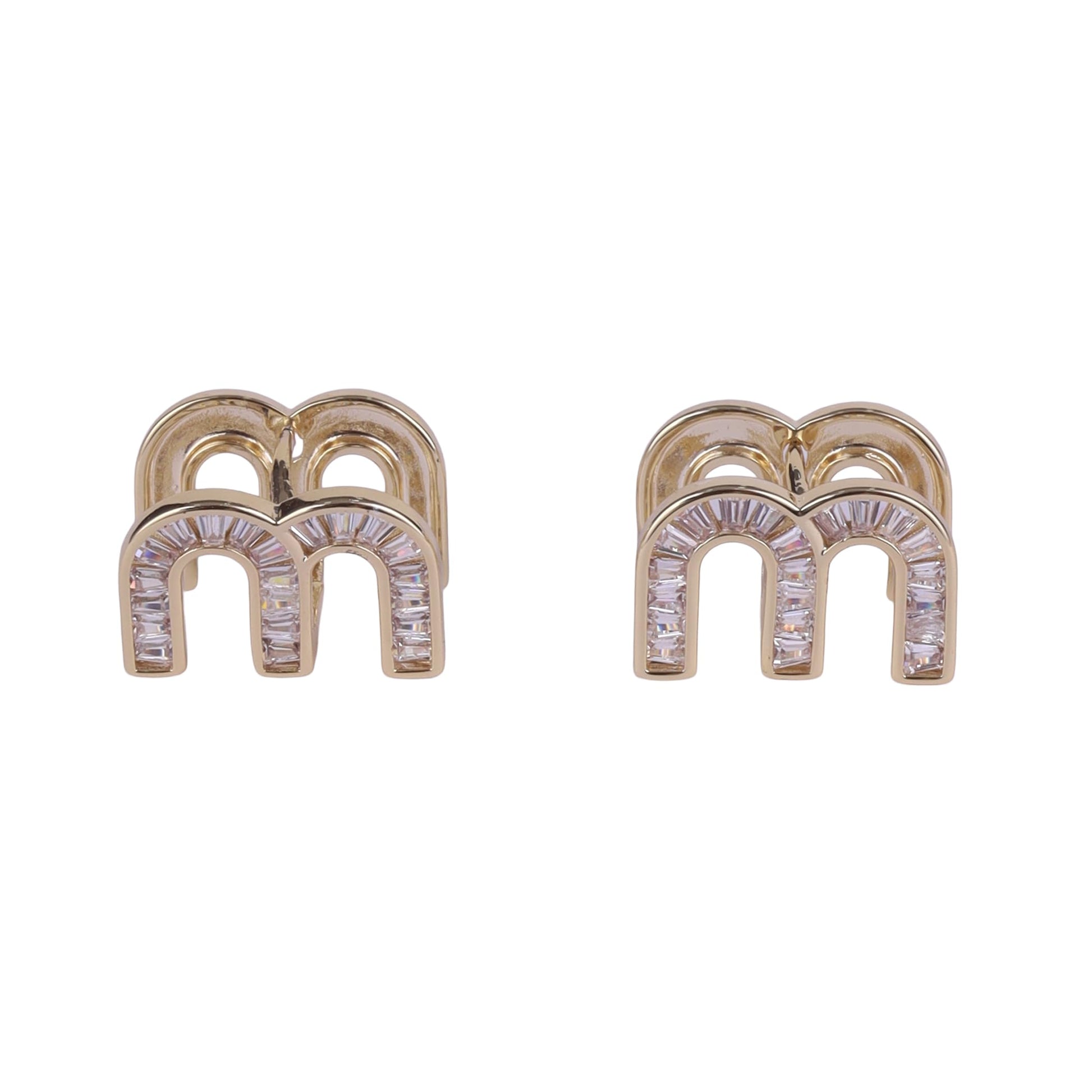 Saloni Fashion Jewellery Crystal Letter M Charm Gold Plated Stud Earring For Women